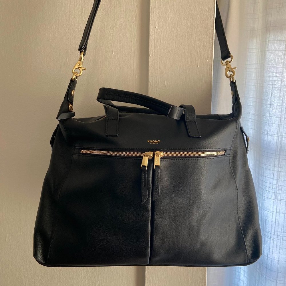 KNOMO Audley Black Leather Laptop Handbag - 14"